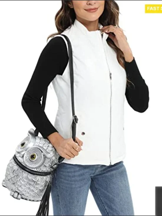 Quilted Puffer Vest Lightweight Gilet Chic Minimal Layering Piece 4 Pockets - Picture 2 of 7